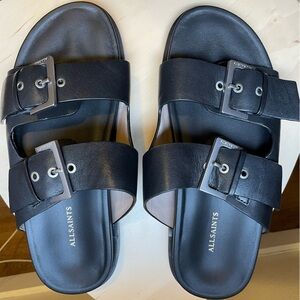 $249 NTW All Saints Mia Double Strap Slide Sandal 8 US/38EU